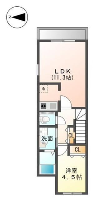 ソレアードIII(1LDK/2階)の間取り写真