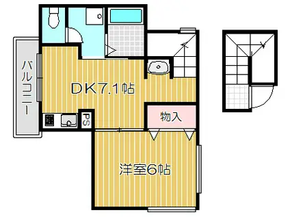 MAISON DE CIEL メゾンドシエル(1DK/1階)の間取り写真