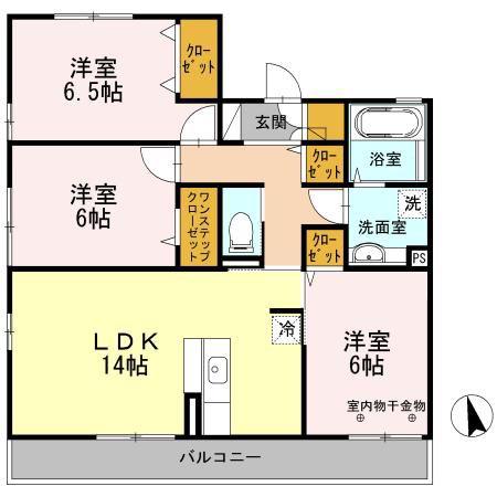 ラ メゾン ドゥ ソア(3LDK/3階)の間取り写真