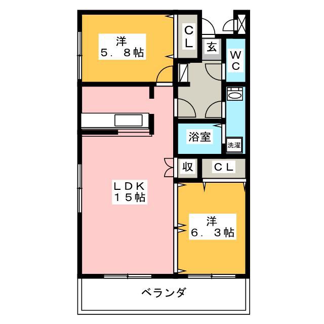 プレズィールMORI(2LDK/3階)の間取り写真