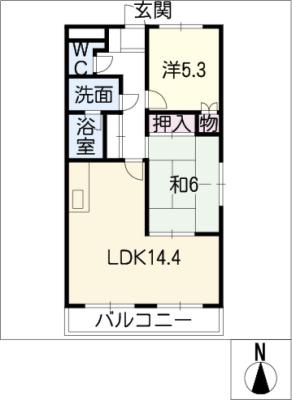 シャンパーニュ(2LDK/1階)の間取り写真
