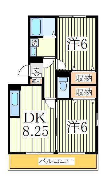 ラフォーレ上ノ台B(2LDK/3階)の間取り写真