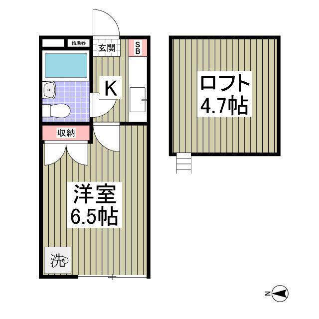カルミア(1K/1階)の間取り写真
