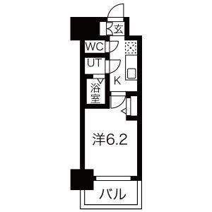 メイクスWアート今池III(1K/13階)の間取り写真
