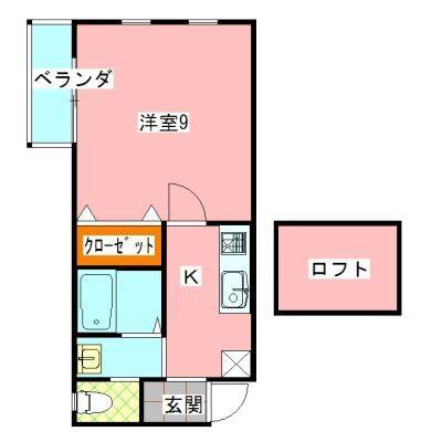 メルローズプレイスII(1K/2階)の間取り写真