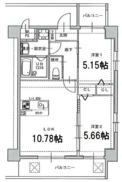 JET BLD GALLERIA(2LDK/2階)の間取り写真