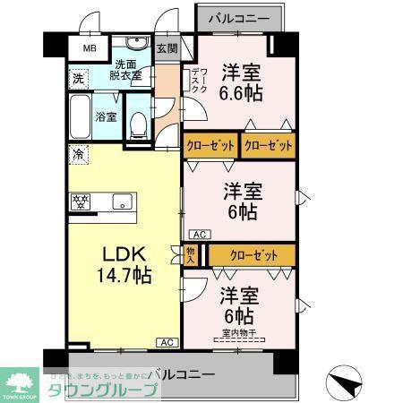 PLAZA池尻Ⅰ(3LDK/5階)の間取り写真