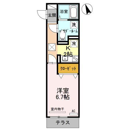 ポートサイドヴィラ I(1K/1階)の間取り写真