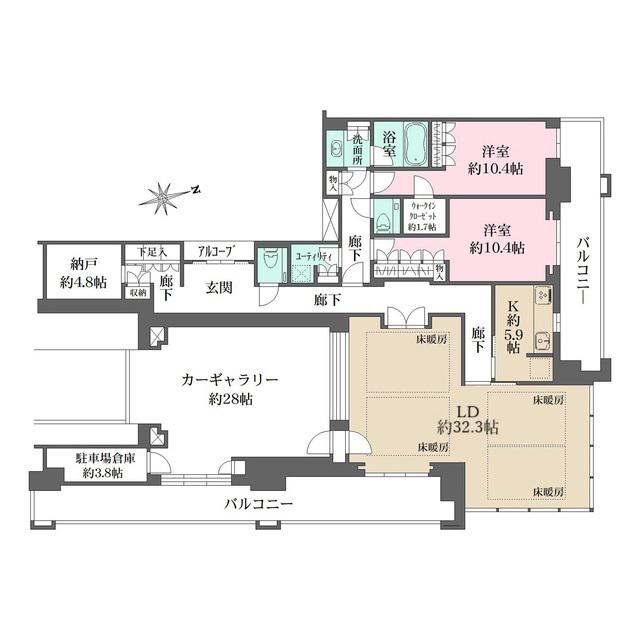 グラングリーン大阪 THE ノース RESIDENCE(2LDK/10階)の間取り写真