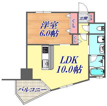 プリオーレ神戸大開通(1LDK/3階)の間取り写真
