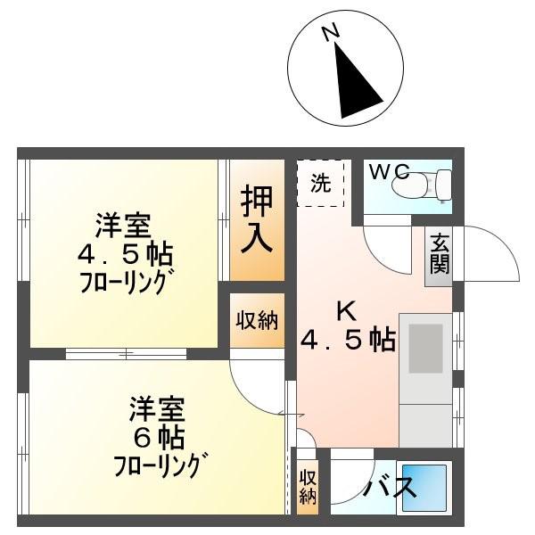 五反田ハイツ(2K/1階)の間取り写真