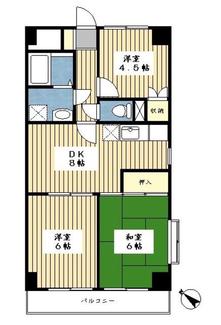 エトワール富士見が丘(3DK/3階)の間取り写真