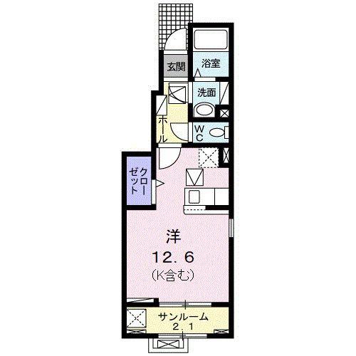 レガリア山王(ワンルーム/1階)の間取り写真