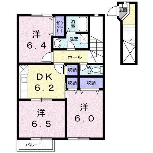 ビルゴA(3DK/2階)の間取り写真