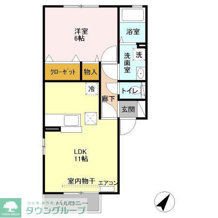 アリコ・ルージュA(1LDK/1階)の間取り写真