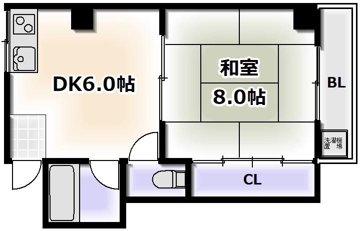 コーポ707(1DK/4階)の間取り写真