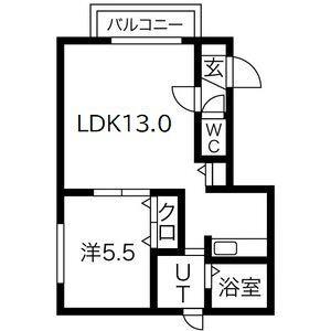 グランメール麻生(1LDK/3階)の間取り写真
