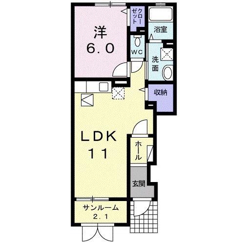 ステラリーヴァIV(1LDK/1階)の間取り写真