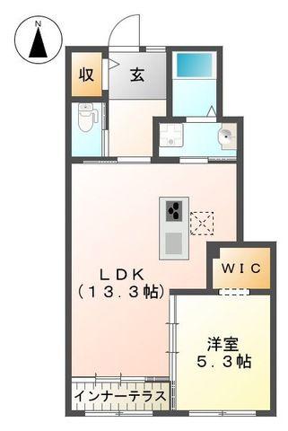 ミル フルール(1LDK/1階)の間取り写真