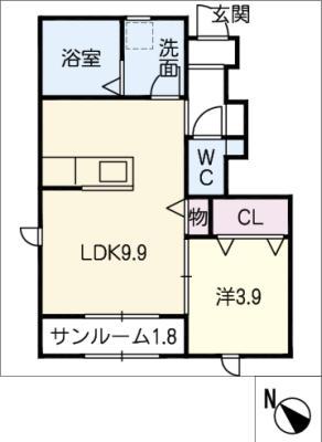 SPECIALE(1LDK/1階)の間取り写真