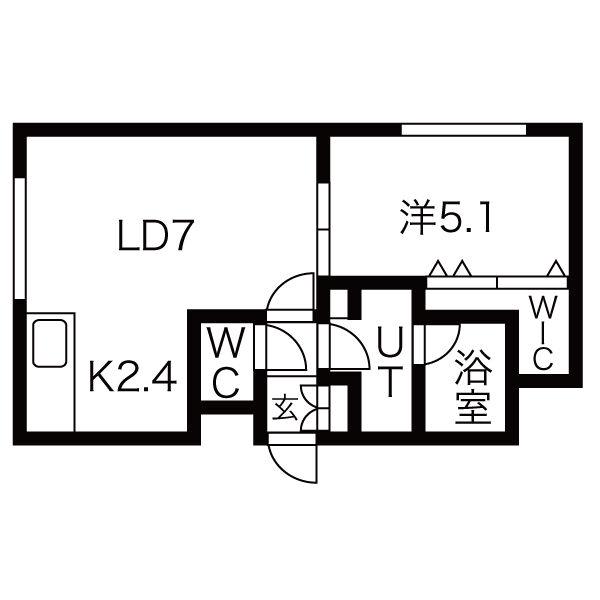ECOA北7条(1LDK/2階)の間取り写真