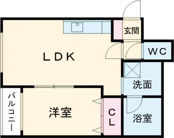 アクア パラシューター(1LDK/3階)の間取り写真