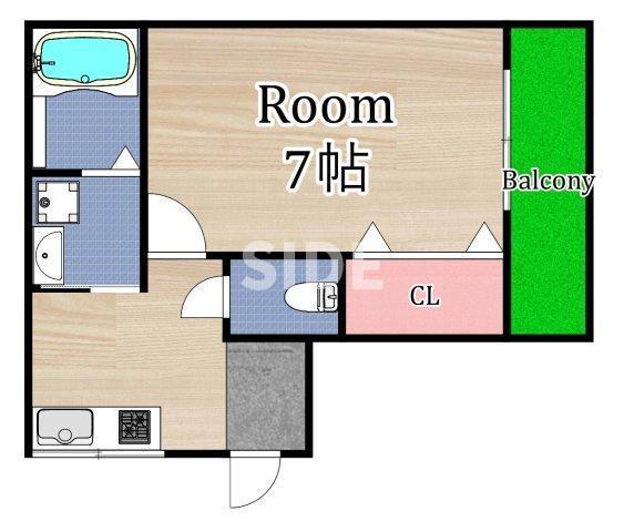 若葉マンション(1K/2階)の間取り写真