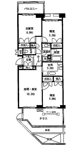 パティオス12番街(3LDK/3階)の間取り写真