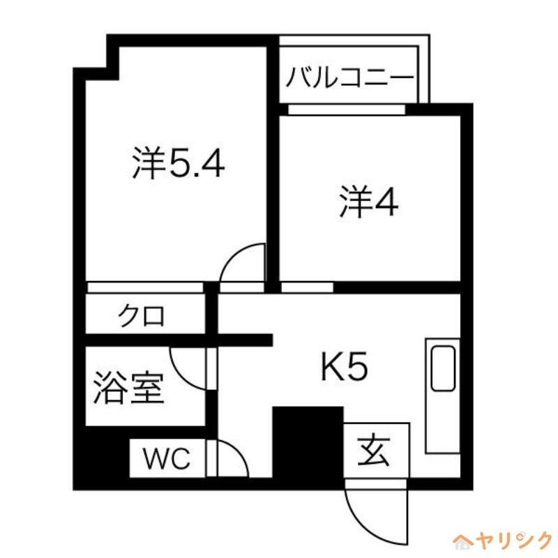 CROWN(2K/3階)の間取り写真