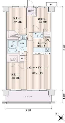 エスティメゾン豊洲レジデンスD棟(3LDK/8階)の間取り写真