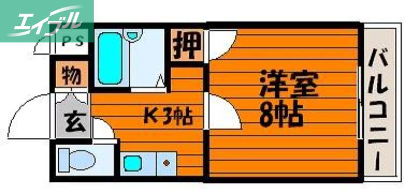 ネクスト津高A(1K/1階)の間取り写真