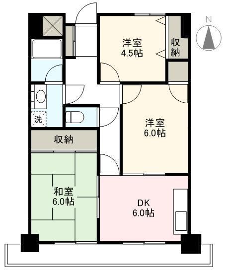 ベルエミナンス桜町マンション(3DK/5階)の間取り写真