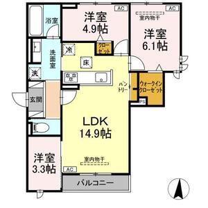 オークグレイス(3LDK/1階)の間取り写真