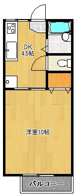 ブルースカイハイツB(1K/1階)の間取り写真