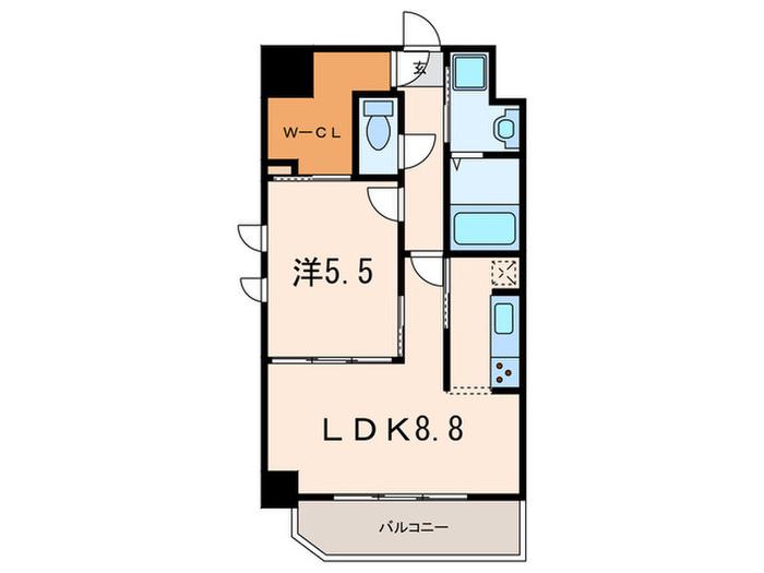 S-RESIDENCE神戸磯上通(1LDK/3階)の間取り写真