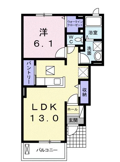 ブローテKSI(1LDK/1階)の間取り写真