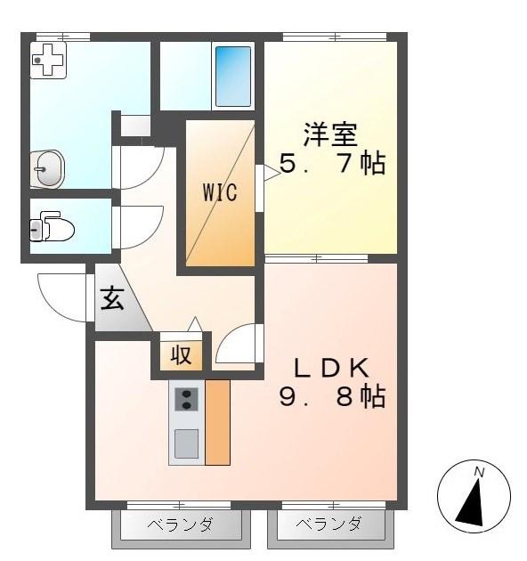 ASAKURA HEIGHTS(1LDK/1階)の間取り写真