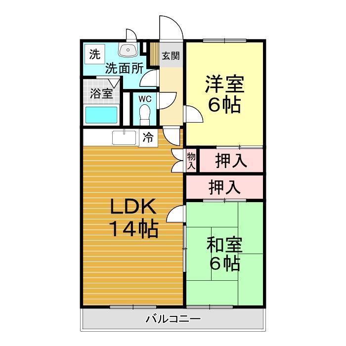 リバティ東観音(2LDK/1階)の間取り写真