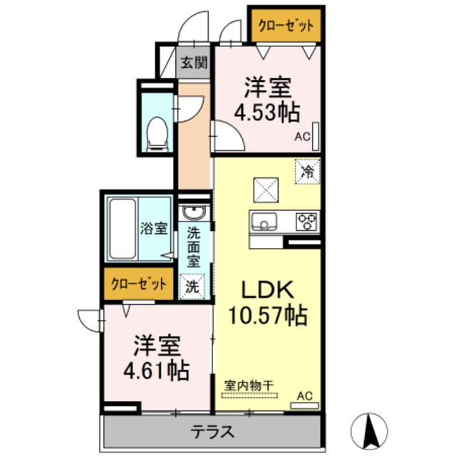 プランドール西武(2LDK/1階)の間取り写真