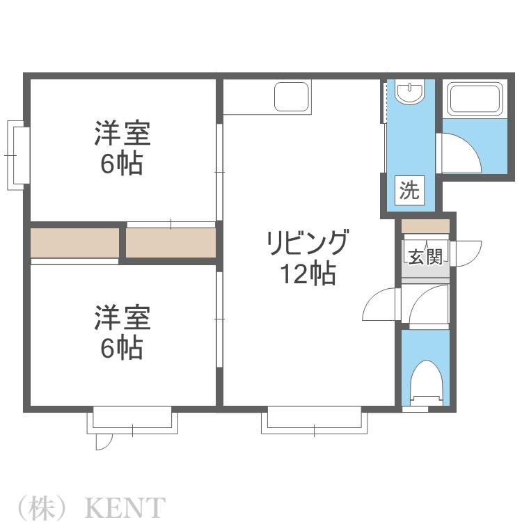 コンチネンタル山の手IIIB(2LDK/2階)の間取り写真