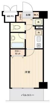 メインステージ蓮沼(1K/1階)の間取り写真