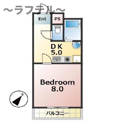 VILLA BONHEUR(1DK/4階)の間取り写真