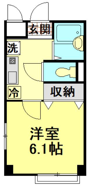 シェルビーチ(1K/3階)の間取り写真