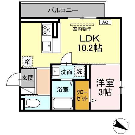 メルベーユ(1LDK/3階)の間取り写真