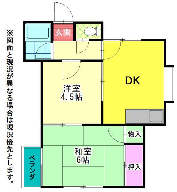 すみれハイツ(2DK/2階)の間取り写真
