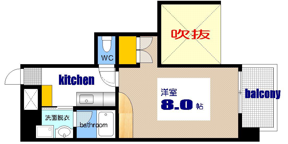 A・REST中町(1K/3階)の間取り写真