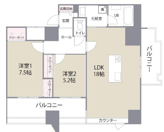 ザ クロスメント(2LDK/11階)の間取り写真
