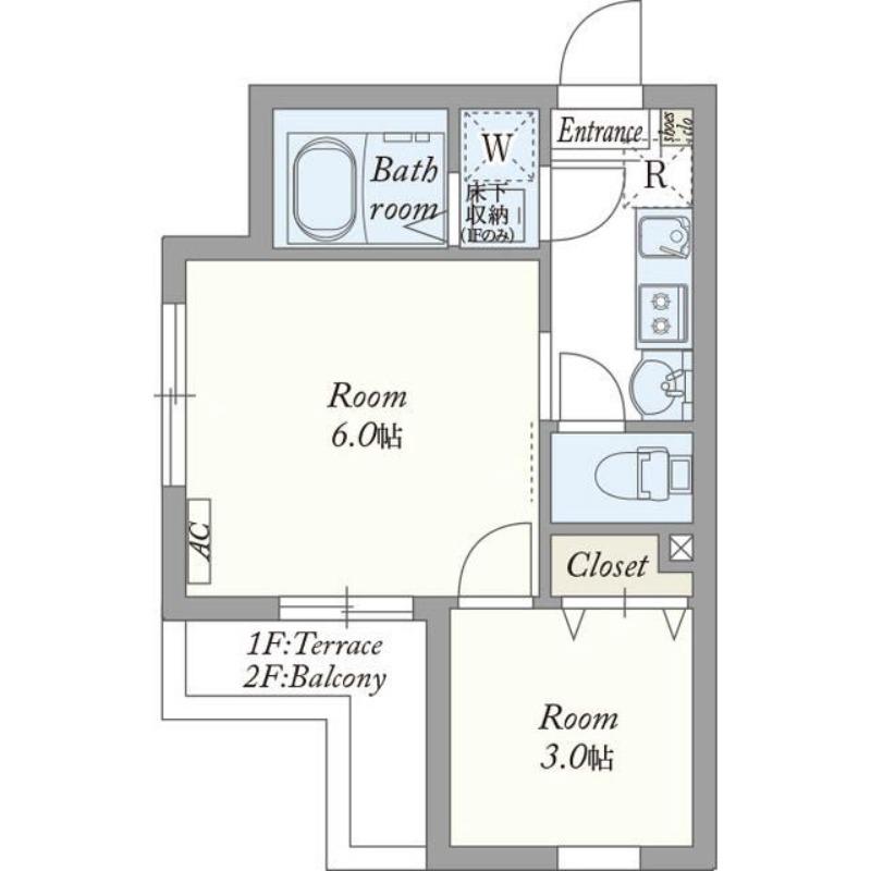 MAISON DE TSURUSE(1DK/2階)の間取り写真