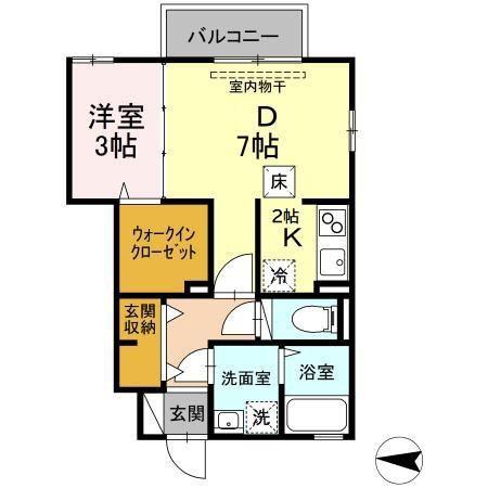 小田急江ノ島線 南林間駅 徒歩6分 2階建 築20年(1DK/1階)の間取り写真