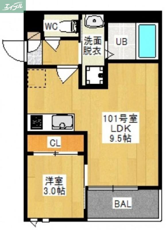 GRANDTIC MK 赤田(1LDK/1階)の間取り写真